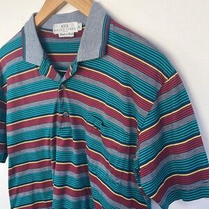 Balenciaga Paris Vintage Multicolor Striped Men's Polo Shirt Size 3